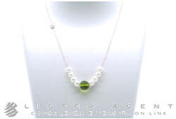 MIMI' collana Zabette in oro rosa 18Kt con perle naturali Fresh Water bianche mm 4.50-5.00 e peridoto mm 8.00 Ref. C24VZRPRD. NUOVA!