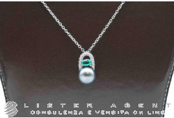 MIMI' collana Milano Collection con ideogramma Ogni Bene in oro bianco 18Kt con diamanti ct 0.26 G e perla nera South Sea MM 11 Ref. P23VIRB11SM. NUOVA