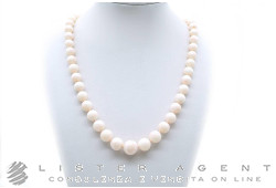 COLLANA in corallo bianco da mm 21.00 a mm 11.00 con chiusura in oro giallo 18Kt. NUOVA!