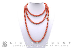COLLANA in corallo sardo rosso mm 9.00 con chiusura in oro giallo 18Kt. NUOVA!