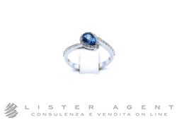 VALENTINA CALLEGHER anello in oro bianco 18Kt con diamanti ct 0.25 G Vs1 e zaffiro taglio goccia ct 0.75 Misura 14 Ref. 11678/1*SZF. NUOVO!