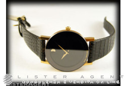 MOVADO Uhr Nur Zeit Schwarze Dame vergoldet Ref. 8725855. NEU!