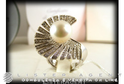 GIORGIO VISCONTI Ring aus 18 Karat Weißgold Diamanten ct 1,44 und Perle Ref. AB11629. NEU!