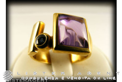 MANFREDI Ring 18Kt Gold Amethyst und Saphir Blau. NEU!