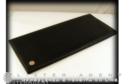 BARAKA Kartenhalter große Größe in schwarzem Leder und Einsatz in 18 Karat Gold Ref. FIC3291101. NEU!