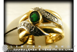 DAMIANI Ring aus 18 Karat Weiß- und Gelbgold Smaragd ct 0,32 und Diamanten ct 0,20 H Größe 16 Ref. DMN15642. NEU!