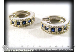 OHRRINGE aus 18 Karat Weißgold Diamanten und blauen Saphiren. BENUTZT!