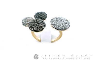 POMELLATO Sabbia Ring aus 18Kt Rotgold mit braunen und schwarzen behandelten weißen Diamanten Größe 54 Ref. PAC0010_07BWR_DBX00_48. NEU!