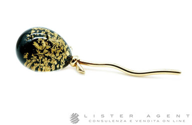 VHERNIER orecchino singolo Palloncino in oro rosa 18Kt con giada nera, foglia oro rosa e cristallo di rocca Ref. 000168MB301. NUOVO!