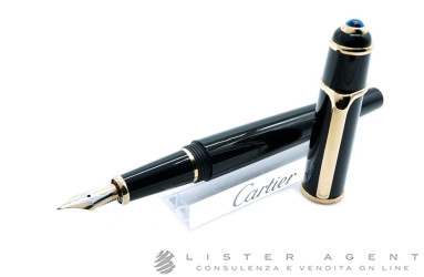 CARTIER Diabolo Füllfederhalter aus gelb vergoldete Stahl und schwarze Verbundwerkstoff Ref. ST180004. NEU!