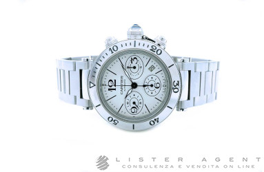 CARTIER Pasha Seatimer Automatik Chronograph aus Stahl Silbrig Ref. W31089M7. NEU!