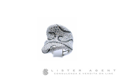 PALMIERO anello Damasco Heart in oro bianco 18Kt con diamanti ct 3.74 F e diamanti neri ct 0.62 Misura 14 Ref. AN5292BDN. NUOVO!