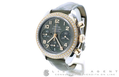OMEGA Speedmaster Chrono Lady automatico in acciaio con ghiera in oro rosa 18Kt e diamanti Grigio AUT Ref. 32428384006001. USATO!