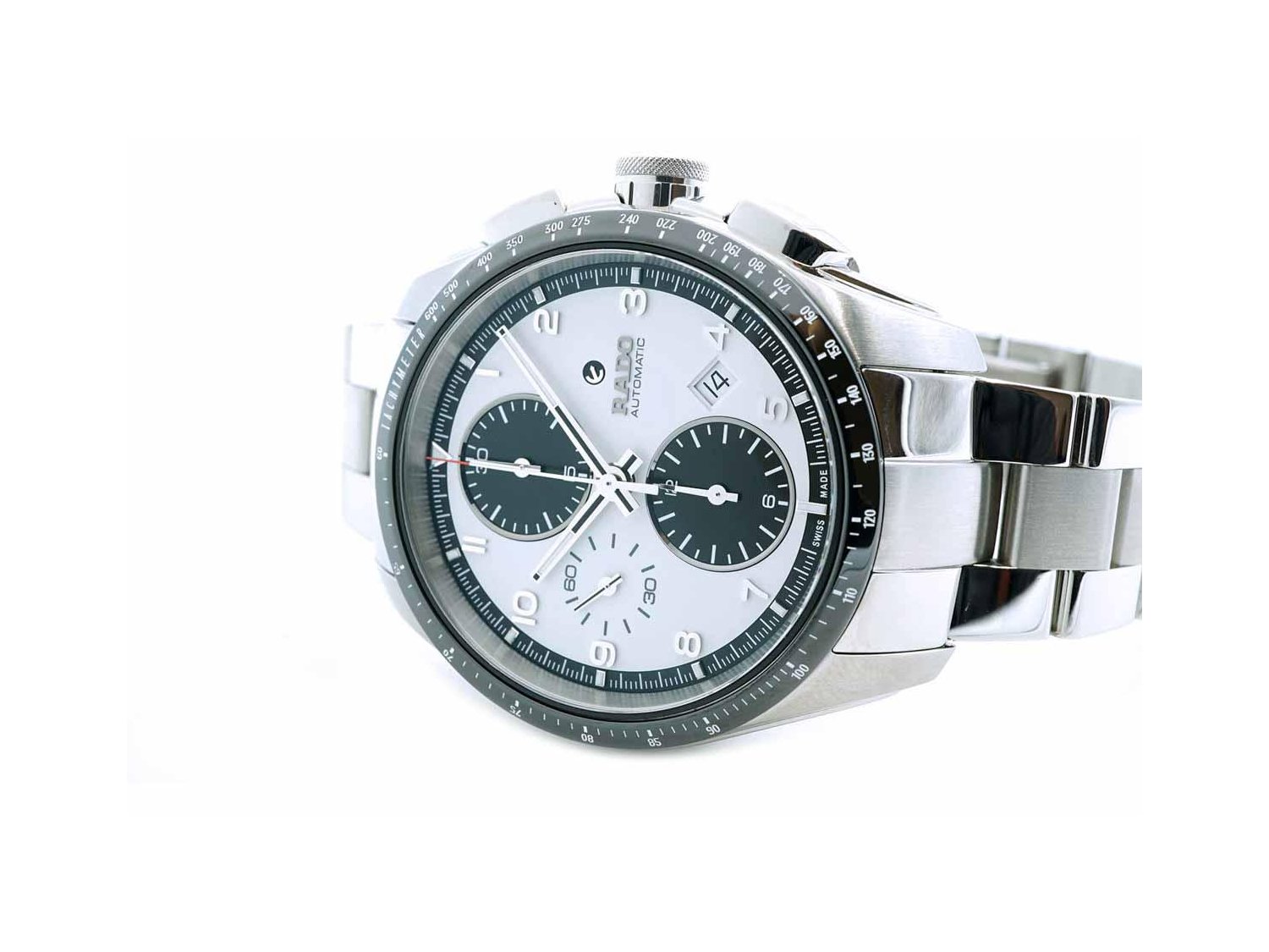 RADO HyperChrome Cronografo Automatik aus Stahl und Hightech Keramik Silbrig Ref. R32042103. NEU