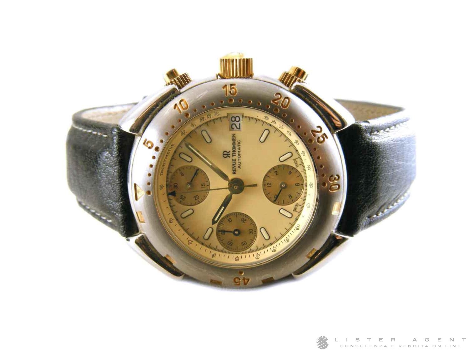 REVUE THOMMEN Chonomark in acciaio Crema AUT Ref. 8611001A. NUOVO