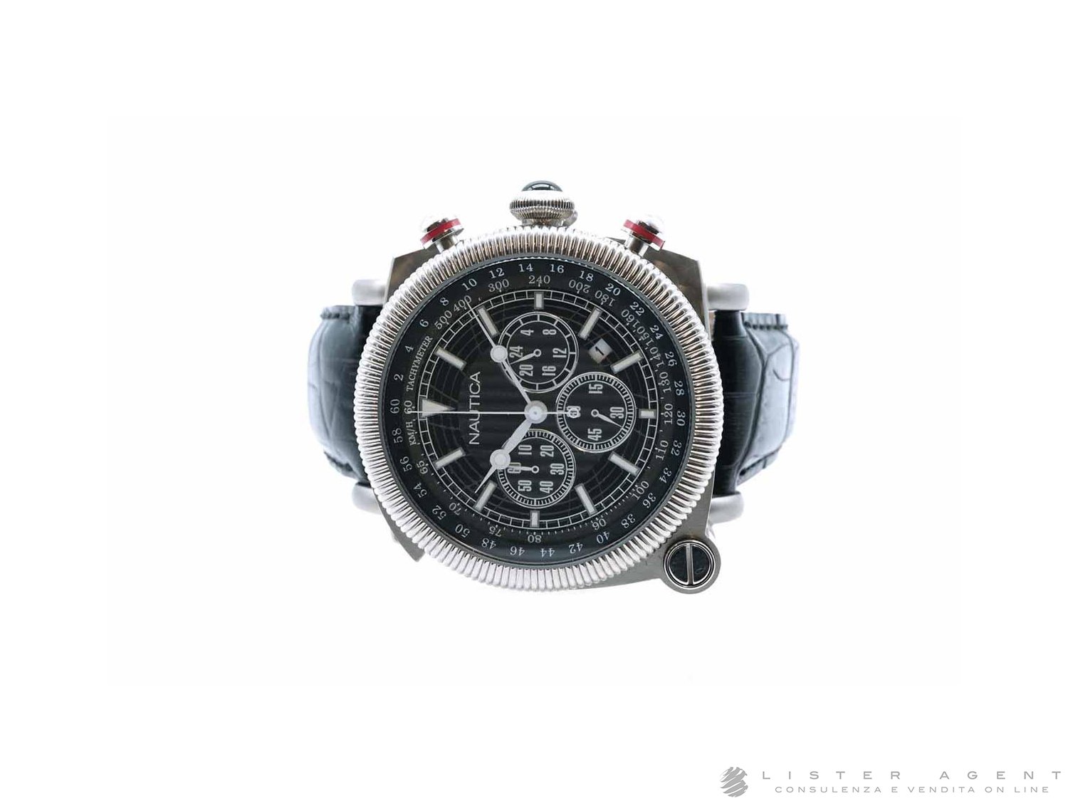 NAUTICA orologio Mens Duo Cronografo in acciaio Grigio Quarzo Ref. A17532. USATO