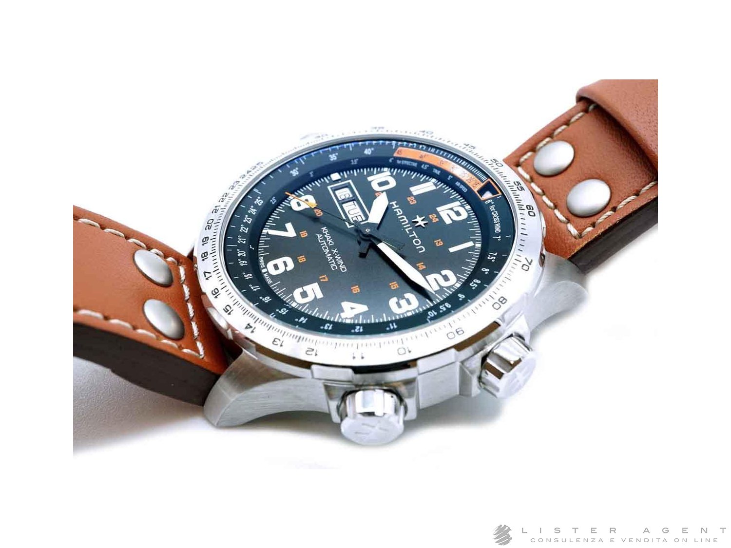 HAMILTON Khaki Aviation X Wind Day Date Automatico in acciaio Nero AUT Ref. H77755533. NUOVO