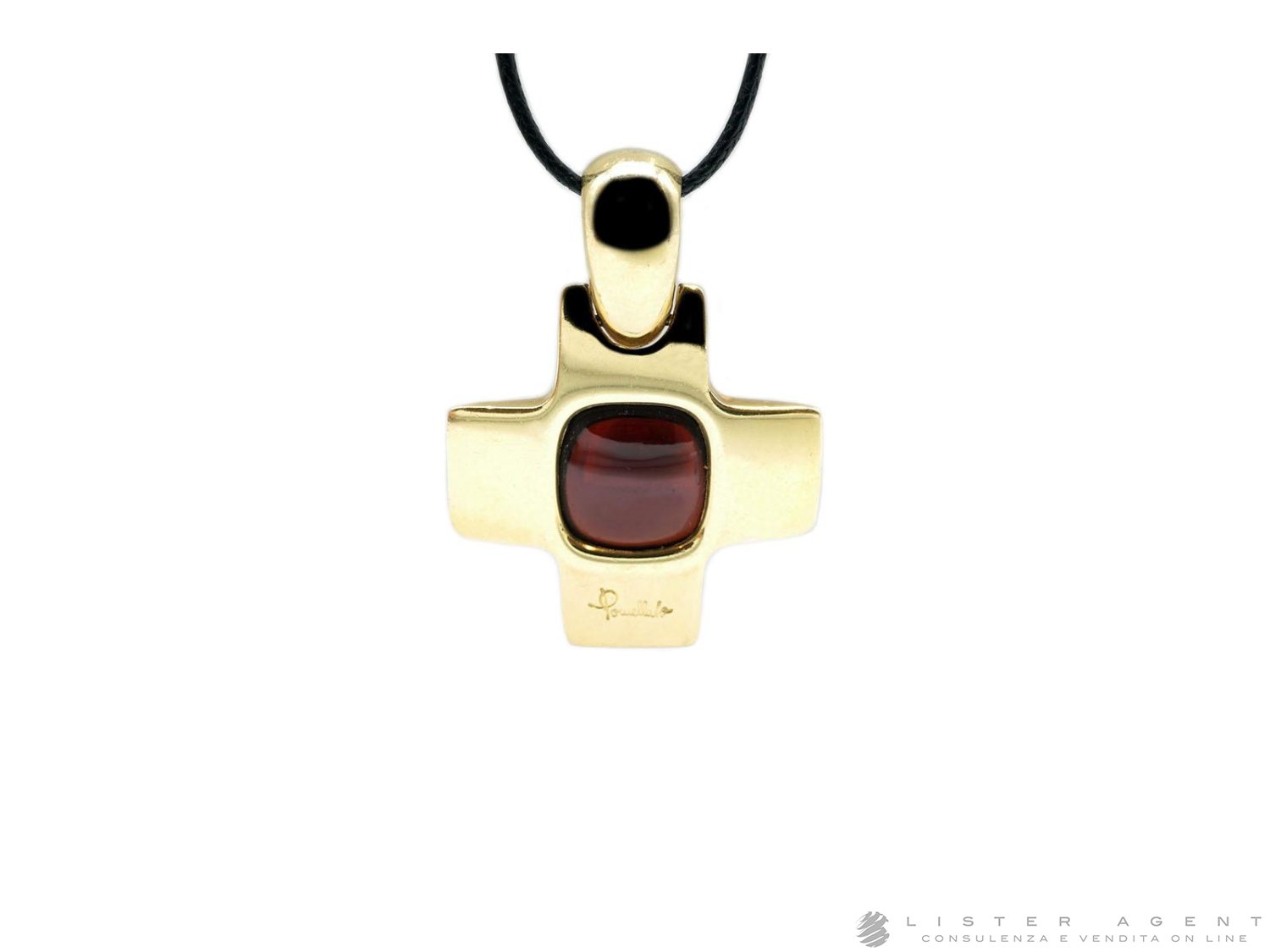 POMELLATO ciondolo Croci in oro giallo 18Kt con granato Ref. M9405 OG. NUOVO