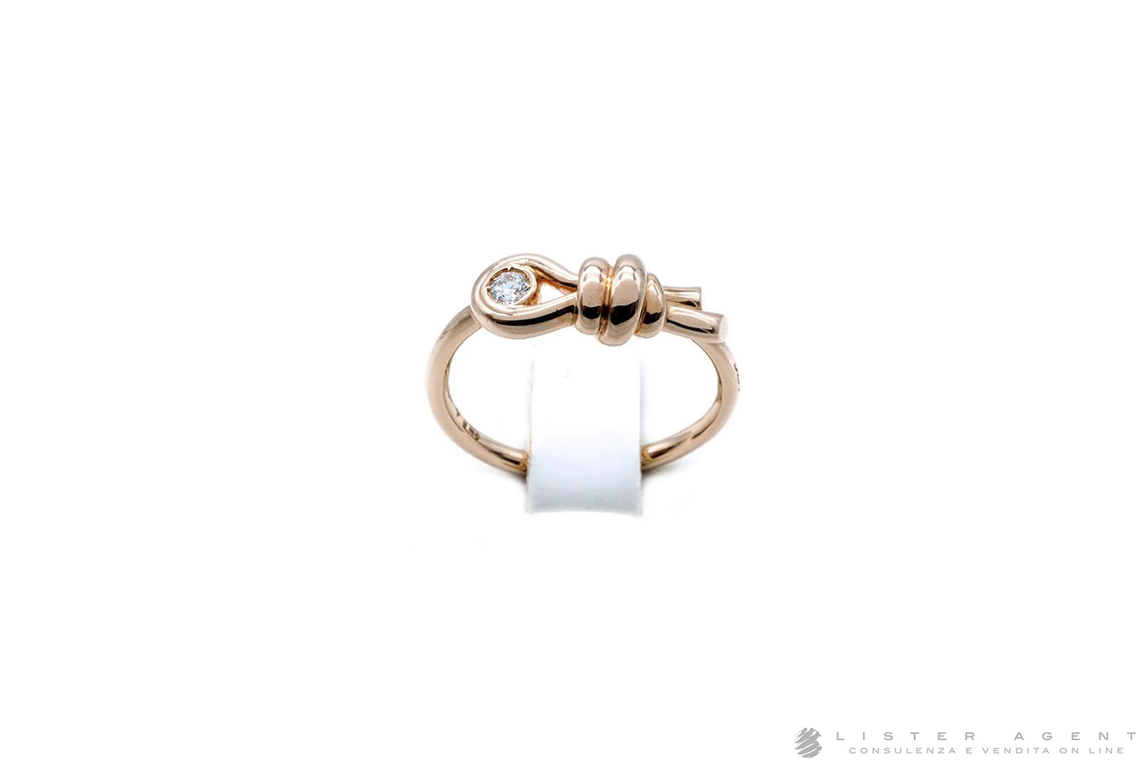DODO by Pomellato anello Nodo in oro rosa 9Kt con diamante ct 0.07 Ref. DAC3010 KNOT0 DB09R. NUOVO