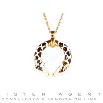 CREART collana Giraffe in metallo laminato oro giallo e smalto. NUOVA!