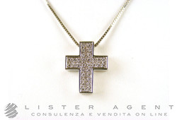 SALVINI collana Croce in oro bianco 18Kt con diamanti ct 0,28 H Ref. 20001051. NUOVA!
