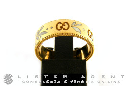 GUCCI anello Icon 6MM in oro giallo e smalto bianco Mis 16 Ref. YBC434525001016. NUOVO!