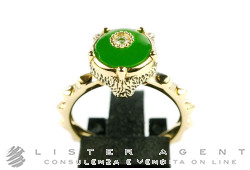 GUCCI anello Le Marché des Merveilles in oro giallo 18Kt con diamante ct 0,03 e giada Misura 12 Ref. YBC50286680010. NUOVO!