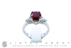 DIAMOND INVEST anello in oro bianco 18Kt con diamanti ct 0.34 G Vs e rubino ct 1.43 Misura 14 Ref. AFD802RU. NUOVO!