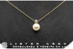 UNOAERRE collana in oro giallo 18Kt con diamante e Perla Golden. NUOVA!