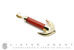 CIONDOLO Ancora Marinara in oro giallo 18Kt e corallo rosso naturale. NUOVO!