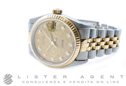 ROLEX orologio Datejust in acciaio e oro giallo 18Kt Champagne e diamanti AUT Ref. 68273. USATO!