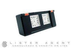 CARTIER Sveglietta da viaggio doppia Limited Edition in acciaio PVD e corallo Ref. W0100035. NUOVA!