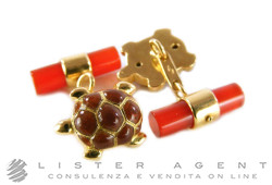 BERCA gemelli Tartaruga in oro giallo 18Kt con smalto e corniola Ref. GM39. NUOVI!