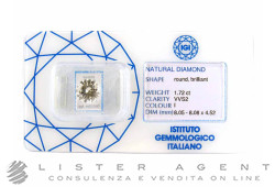 DIAMANTE blisterato ct 1,72 I VVS2 certificato da IGICOM Ref. 44669. NUOVO!