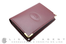 CARTIER porta biglietti da visita 2cc in pelle bordeaux Ref. L3000455. NUOVO!