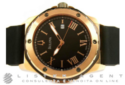 BULOVA Pilot Automatico in acciaio laminato oro rosa Nero AUT Ref. 65B111. NUOVO!