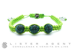 GAGA MILANO bracciale in metallo, strass e sagola verde. NUOVO!