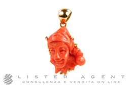 CIONDOLO Jolly in oro giallo 18Kt con corallo naturale. NUOVO!