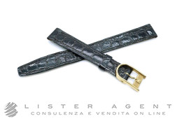 ZENITH cinturino originale in pelle di coccodrillo marrone scuro MM 12-10 con fibbia personalizzata placcata oro giallo. NUOVO!