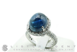 BRUNO MONTALDI anello in oro bianco con diamanti ct 1.48 e zaffiro ct 10.74 Misura 16.5. NUOVO!