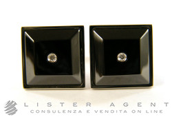 BARAKA' gemelli in acciaio con ceramica e diamanti ct 0,04 Ref. PS215510ACCN000004. NUOVI!