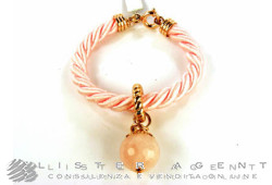 VANTO bracciale in tessuto rosa con argento 925 laminato oro rosa e quarzo rosa Ref. 1981AG. NUOVO!