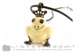 CASSETTI collana Re Ranocchio in argento 925 brunito e smalto con pietre semipreziose. NUOVA! -40%