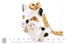 CREART collana Bulldog francese in metallo laminato oro giallo con smalto e strass. NUOVA!