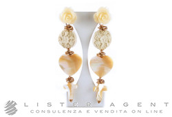 VANTO Rosa e Cuore orecchini in argento 925 laminato oro rosa con resina e madreperla Ref. OR1564AG. NUOVI!