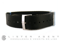 OMEGA cinturino Black NATO in Nylon nero con fibbia in acciaio personalizzata MM 19,5 Ref. ZSZ002084. NUOVO!