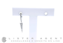 ADAMAS orecchino singlo Cerchio con pendente in oro bianco 18Kt e diamanti ct 0.16 Ref. EED4. NUOVI!