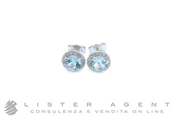 TICCHI orecchini Cestino in oro bianco 18Kt con diamanti ct 0.20 e acquamarina ct 0.85 Ref. OB01808. NUOVI!