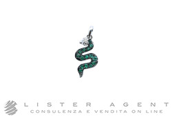 CIONDOLO Serpente in oro bianco 18Kt con diamanti ct 0.02 e tzavoriti ct 0.14 Ref. 9P073. NUOVO!
