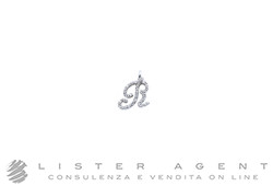 CIONDOLO Lettera R in oro bianco 18Kt e diamanti ct 0.10 Ref. EN1/2R. NUOVO!